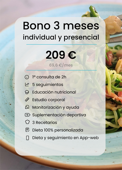 BONO DE 3 MESES DE NUTRICIÓN INDIVIDUAL Y PRESENCIAL
